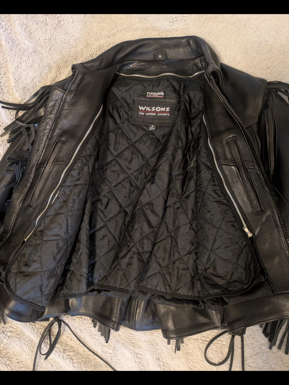 Black Leather Motorcycle Jacket - - Picture 2 of 14